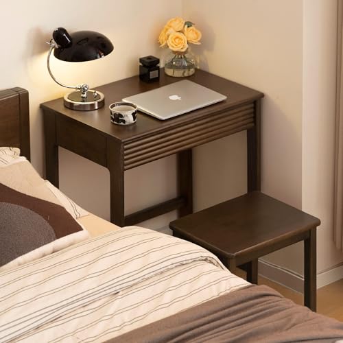 YESWOOD Solid Wood Desk, Walnut Finish Small Writing Desk, Home Office Desk, Computer Desk with 2 Drawers for Small Spaces Study Room Office Bedroom Work 23.62" W - size: 23.62"W