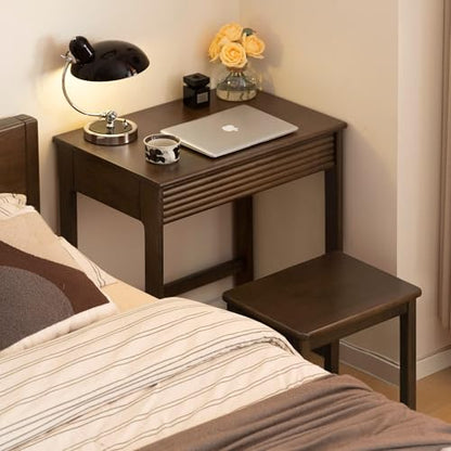 YESWOOD Solid Wood Desk, Walnut Finish Small Writing Desk, Home Office Desk, Computer Desk with 2 Drawers for Small Spaces Study Room Office Bedroom Work 23.62" W - size: 23.62"W