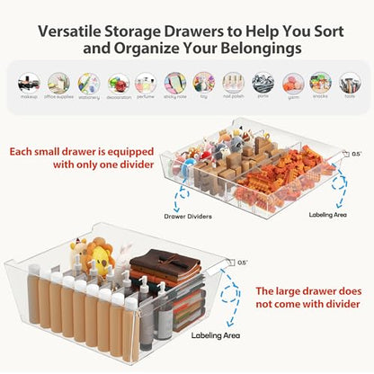 WOPITUES Mobile Storage Cabinet with 15 Clear Drawers, Craft Cabinet with 5 Large Drawers, Cart with Wooden Tabletop, Printer Stand Home Office, Dresser Chest, Modern White - color: White, size: 10M+5L