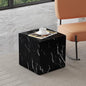 15.7" H Square Compact Coffee Table,Small Cube End Table,Modern Side Table with Stylish Faux Marble Pattern,Minimalist Accent Table for Living Room,Office,Apartment,Nightstand(Black,15.7") - color: Black,15.7"h