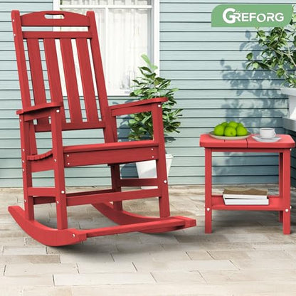 Patio Side Table, Small Rectangular HDPE Adirondack End Table for Outdoor Use in Pool, Garden, Lawn, Backyard,Red - color: Red