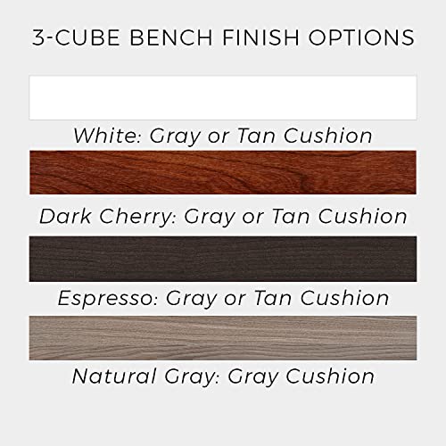 ClosetMaid 1633 Cubeicals 3-Cube Storage Bench, Dark Cherry with Gray Cushion - color: Dark Cherry With Gray Cushion