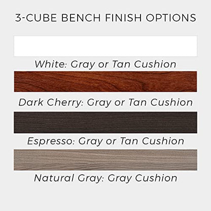 ClosetMaid 1632 Cubeicals 3-Cube Storage Bench, Espresso with Gray Cushion - color: Espresso With Gray Cushion