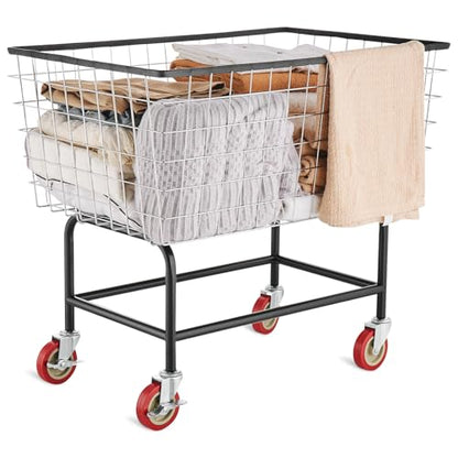 VEVOR Wire Laundry Cart, 3.8Bushel Wire Laundry Basket with Wheels, 32.5''x21.3''x29.9'', Commercial Laundry Basket, Steel Frame with Chrome Finish, 4'' Casters, Wire Cart for Laundry - size: 3.8 Bushel--32.5''x21.3''x29.9''
