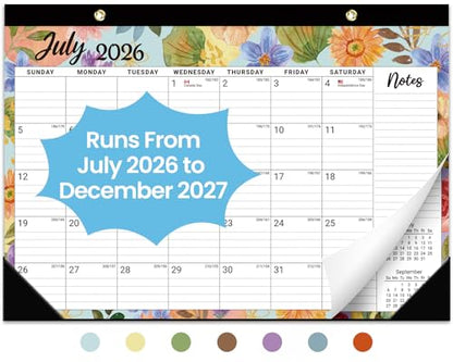 Desk Calendar 2026-2027, 18-Month Calendar Runs from July 2026 to December 2027, Large 17" x 12" Monthly Desktop & Wall Calendar for Home & Office - Botanic Whimsy - color: b-Botanic Whimsy, size: Jul 2026 – Dec 2027