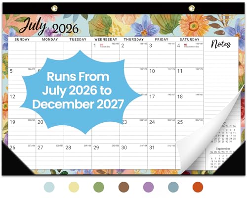 Desk Calendar 2026-2027, 18-Month Calendar Runs from July 2026 to December 2027, Large 17" x 12" Monthly Desktop & Wall Calendar for Home & Office - Botanic Whimsy - color: b-Botanic Whimsy, size: Jul 2026 – Dec 2027