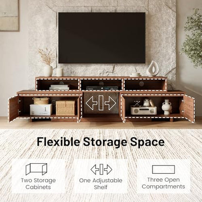 Extendable TV Stand for 65-100 Inch TVs, Modern Low Profile Entertainment Center & Media Console Collection for Living Room (Walnut, 63"-94.5") - size: 63"-94.5"