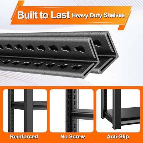 Metal Storage Garage Shelving - 3 Tier 48'' Wide 1650 Lbs Heavy Duty Utility Shelves Freestanding - Adjustable Rack Units for Kitchen Pantry Basement - 48" W x 16" D x 39" H Black - size: 48"Wx16"D-3T