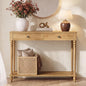 VASAGLE Mariel Collection - Console Table, Narrow Entryway Sofa Table with Drawers and Shelf, Solid Wood Legs, Mid-Century Modern, for Hallway Doorway Living Room, Natural Brown ULNT139K301S - color: Natural Brown