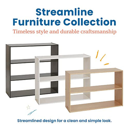 ECR4Kids Streamline 2-Shelf Double-Sided Storage Cabinet, 30in, Classroom Furniture, Natural - color: Natural