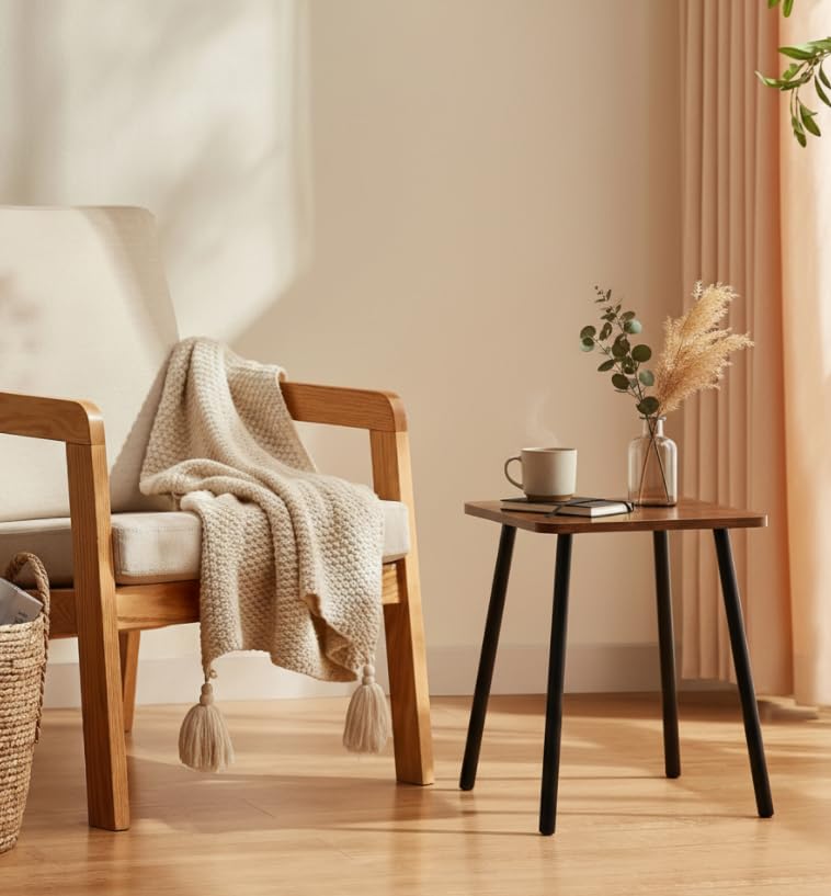 FORAOFUR Side Table, Rectangular Wooden Small End Table, Small Accent Table for Living Room, Bedroom and Balcony, Modern Side Tables for Spaces Home Decor, Easy Assembly | Wooden legs with modern rectangular design, fits living/bedroom, compact, quick ass