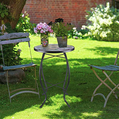 MUMTOP Outdoor Side Table - Patio Table Mosaic Coffee SideTables Glass Accent Table 14’’Round SmallTable Plant Stand for Indoor Garden Balcony (Sunflower) - color: Sunflower