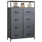 WLIVE Fabric Dresser for Bedroom with Open Shelves, Tall Dresser with 8 Drawers, Storage Tower with Fabric Bins, Chest of Drawers for Closet, Living Room, Hallway, Charcoal Gray - color: Dark Grey, style: Raised Shelves