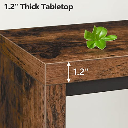 MAHANCRIS Console Table, 62.2" Long Sofa Table Behind Couch, Narrow Entryway Table, Farmhouse Dining Table with Angled Metal Frame, Industrial Console Table for Entryway, Rustic Brown CTHR15801Z - color: Rustic Brown, size: 62.2"L x 9.1"W x 31.5"H