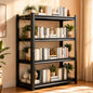 4-Tier Metal Bookshelf, 45.5" W Industrial Tall Display Bookcase, 1200LBS Modern Black Book Shelf, Adjustable Bolt-Free Storage Shelves for Living Room, Bedroom, Kitchen, 63" H - size: 4-Tier 45.5"W x16"D x63"H