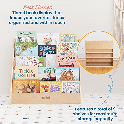 ECR4Kids Streamline Double-Sided Book Display, Classroom Bookshelf, Natural | Independent book browsing, 5 deep shelves, 4 rear shelves for extra storage, durable birch, GREENGUARD Gold Certified - color: Natural