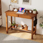 Solid Wood Desk with Drawers, 39 x 16 Inch Narrow Desk with 2 Drawers, Bookshelf & 2 Hooks, Writing & Computer Desk for Small Spaces, Mid Century Modern Desk - Walnut - color: Walnut, size: 39.4 in W x 15.7 in D