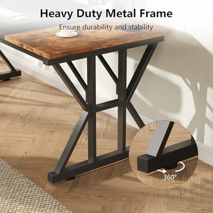 TVU 63-Inch Executive Desk, Large Office Desk with Thicken Frame, Computer Desk Modern Simple Desk for Home Office, Rustic Brown/Black - color: Rustic Brown+black, size: 63inch
