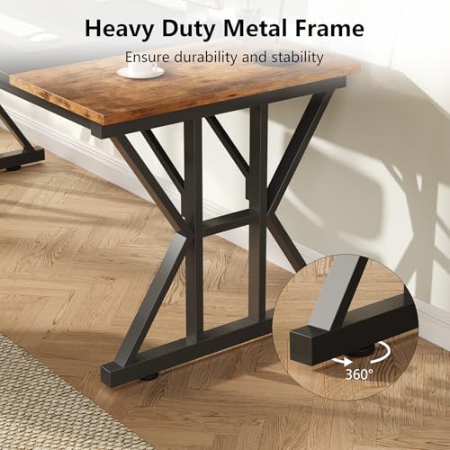 TVU 63-Inch Executive Desk, Large Office Desk with Thicken Frame, Computer Desk Modern Simple Desk for Home Office, Rustic Brown/Black - color: Rustic Brown+black, size: 63inch