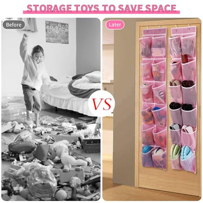 GOMAJI Over the Door Hanging Shoe Organizer, 12 Large Pockets, 2-Pack - color: Pink