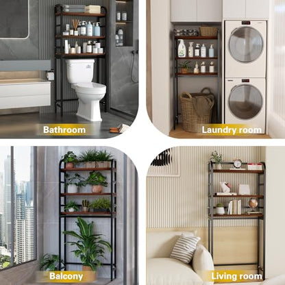 3-Tier Over The Toilet Storage Rack, Freestanding Bathroom Organizer Metal Frame Toilet for Small Spaces, Bathroom, Balcony, Laundry (Black) - color: Black