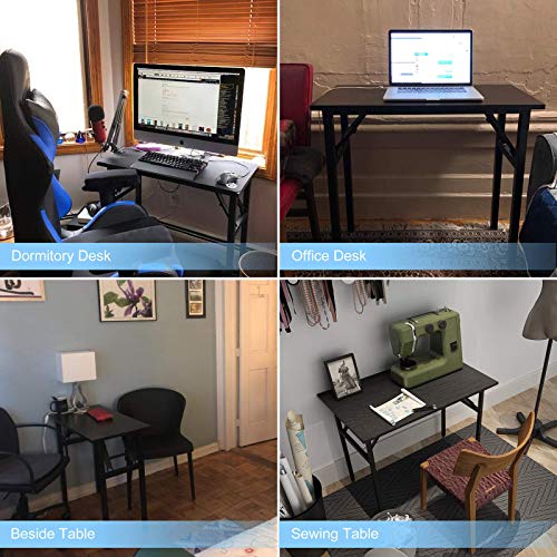 Need Folding Desk - 31 1/2" No Assembly Foldable Small Computer Table,Sturdy and Heavy Duty Writing Desk for Small Spaces, Black&Black Frame - color: Black & Black Frame, size: 31.5inch