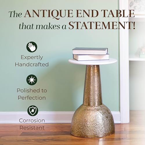 OBJET D'ART Cupola Small Round Gold End Table, 22" H | Vintage Metal Accent, Side Table, Pedestal, Cocktail, Drink Table, Living Room, Small Spaces, Modern Look, Quality Build - style: Cupola