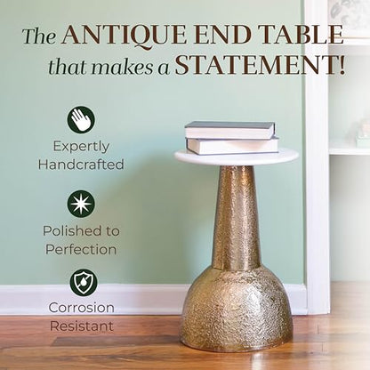 OBJET D'ART Cupola Small Round Gold End Table, 22" H | Vintage Metal Accent, Side Table, Pedestal, Cocktail, Drink Table, Living Room, Small Spaces, Modern Look, Quality Build - style: Cupola