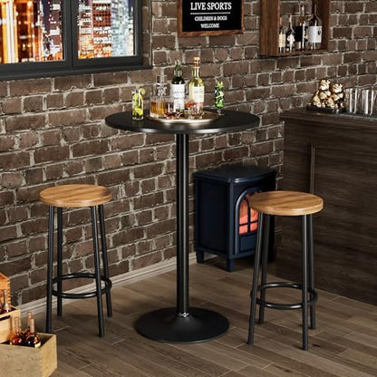 Shahoo Round Bar Table, Cocktail Table with Metal Base & MDF Top, Counter Height Pub Table for Dining Room, Living Room, Kitchen, Bar, Pub, Cafe, Black - color: Black, style: Basic