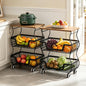2 Pack 3-Tier Rolling Kitchen Storage Cart Fruit Basket Stand for Vegetables & Snacks Stackable Wire Pantry Floor Organizer with Wheels for Kitchen, Living Room, Bedroom, Office (Black) - size: 3-Tier 2 Pack