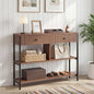 Manora Fluted Console Table with Wooden Drawers, Slim Entryway Table with Open Shelf, Tall Thin Side Table for Couch, Small Sofa Side Table for Hall, Hallway, Bedroom, Living Room, Foyer, Walnut