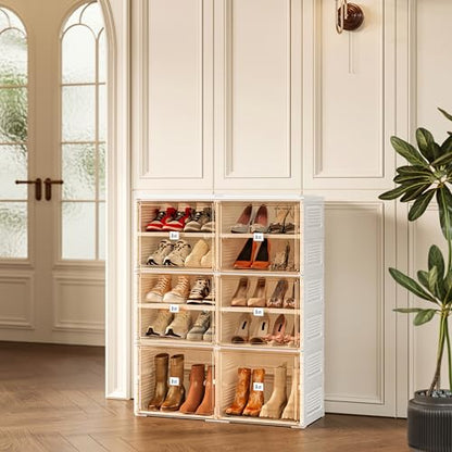 ANTBOX Portable Shoe Rack Organizer for Closet Entryway, Stackable Sneaker Storage Shoe Cabinet with Magnetic Clear Door, Large Plastic Storage containers Bins with Lids 5 Tiers 20 Pairs - size: 5 Tiers 20 Pairs
