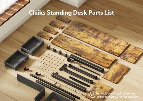 Claiks Standing Desk with Drawers, Adjustable Stand Up Electric Standing Desk Adjustable Height with Storage Shelf and Splice Board, 59 Inch, Rustic Brown - color: Rustic Brown, size: 59×23.6
