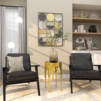 Deco 79 Aluminum Metal Abstract Melting Drip Accent Table with Melting Design and Shaded Glass Top, 16' x 16' x 25', Gold - color: Gold