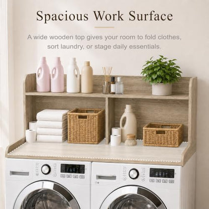 Royxen Laundry Countertop with 20" Shelf Universal Fit, Washer and Dryer Countertop with Storage Space, Laundry Room Storage (White Oak) - color: White Oak
