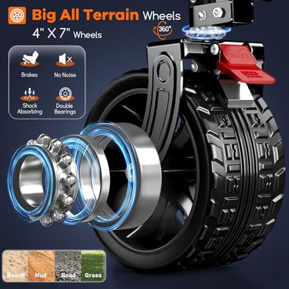 Originsure 300L Foldable Beach Wagon Cart with Big Wheels,560lbs,Grey&Black | 48" Folding Utility Wagon,7" All-Terrain Wheels,Heavy Duty Frame,Compact&Space-Saving,for Camping,Sports,Grocery,Garden - color: Black&grey