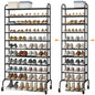 STO STO Expandable Shoe Rack, 10-Tier Metal Tall Shoe Rack for Garage, Up to 44 Pairs Adjustable Shoe Rack Storage for Front Door Entrance, Free Standing Shoe Rack Organizer for Entryway, Black - size: 10-Tier