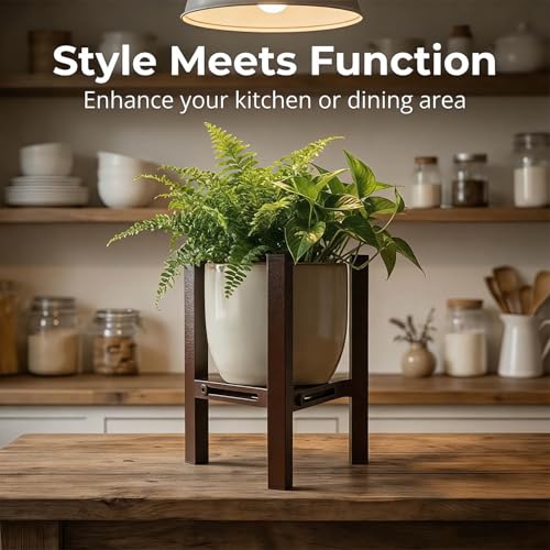 Adjustable Plant Stand Indoor, Metal Stable Plant Holder, Modern Plant Stands Fits 5-6-7-7.5" Pots for Home & Office (Without Pots) - color: Brown