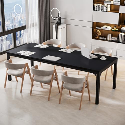 Tribesigns 6.5 FT Conference Room Table, 78.74" W x 27.56" D Large Office Conference Table, Modern Seminar Meeting Table Desk for Boardroom, Meeting Room (1, Black) - color: Black