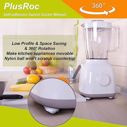 PlusRoc 12 Pack Self Adhesive Caster Wheels for Appliance, Load Capacity 14LBS Per Wheel, Mini Swivel Wheels Sliders Roller for Stand Mixers Air Fryers - style: Nylon Ball