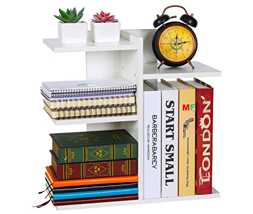 PAG Wood Desktop Shelf Small Bookshelf Desk Supplies Organizers and Accessories Storage Display Rack Office Decor for Women, White - color: White, size: Style 5