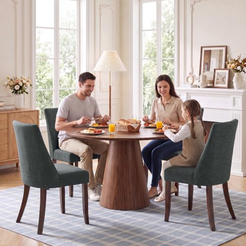 COLAMY Upholstered Dining Chairs Set of 2 with Wood Legs, Dark Grey | Mid Century Kitchen Chairs with Back, Fabric Side Dining Room Chairs for Dining Room Restaurant - color: Dark Grey, size: Set of 2