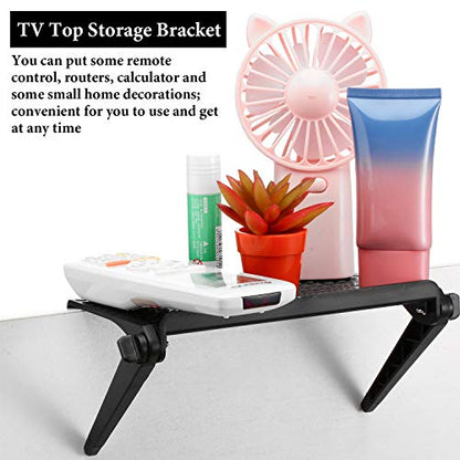 Blulu 2 Pieces TV Top Shelf Adjustable Screen Shelf TV Monitor Top Bracket for Cellphone Stand, Media Boxes, Game Console, Router and Home(8.5 x 4.5 Inch,Black) - size: 8.5 x 4.5 Inch