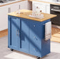 SUNLEI Kitchen Island on Wheels with Storage Cabinet & Foldable Drop Leaf, Rolling Kitchen Table, Cart Handle for Towel Rack, Drop Leaf, Portable Islands for Kitchen (Classic Blue, 39.7-INCH) - size: 39.7 INCH, style: Blue