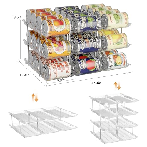 LXLXXL Can Organizer For Pantry Canned Food Goods Organizer For Cabinet Clear Automatic Rolling Can Storage Organizer Pantry Holders Rack, Holds Up to 36 Cans - size: 3Tier*3