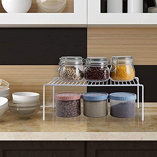 Redrubbit Large (15.7 x 9.4 Inch) Cabinet Storage Shelf Rack, Set of 6, Rustproof, Minimalist, White, Metal Steel, 6 Shelves, Kitchen, Bathroom, Bedroom, Freestanding, No Assembly Required - color: White
