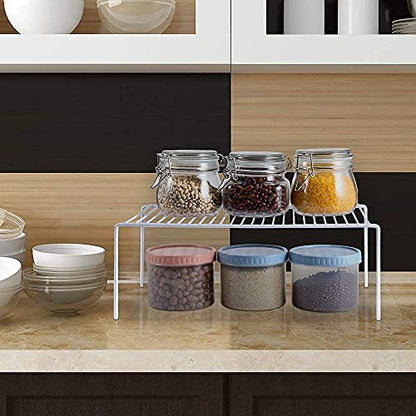 Redrubbit Large (15.7 x 9.4 Inch) Cabinet Storage Shelf Rack, Set of 6, Rustproof, Minimalist, White, Metal Steel, 6 Shelves, Kitchen, Bathroom, Bedroom, Freestanding, No Assembly Required - color: White