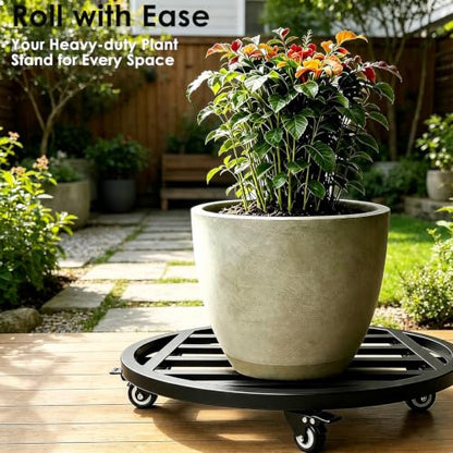 20" Round Plant Stand with Wheels Heavy Duty,Large Metal Plant Caddy Indoor Outdoor Use,Rolling Plant Dolly with Industrial Casters,Rust-Proof Black Plant Tray for Large Planters Pots,1-Pack - size: 20-Inch (1-Pack)