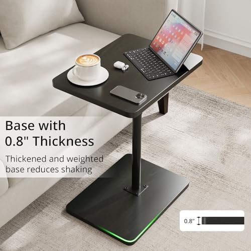 TV Trays for Eating on Couch - Height Adjustable C Shaped End Table with 360° Swivel, Slide Under Sofa Side Table for Small Spaces, Snack Table for Bed Chair Living Room Bedroom Laptop, Black - color: Black