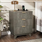 VINGLI Gray Nightstand with Charging Station, Fluted Nightstand 3 Drawers Grey Night Stand for Bedroom, Fluted Grey Bedside Table/End Table/Side Table, 17.72" W*13.78" D*23.62" H, 1 pc - color: Grey, size: 17.7"W-3 Drawer